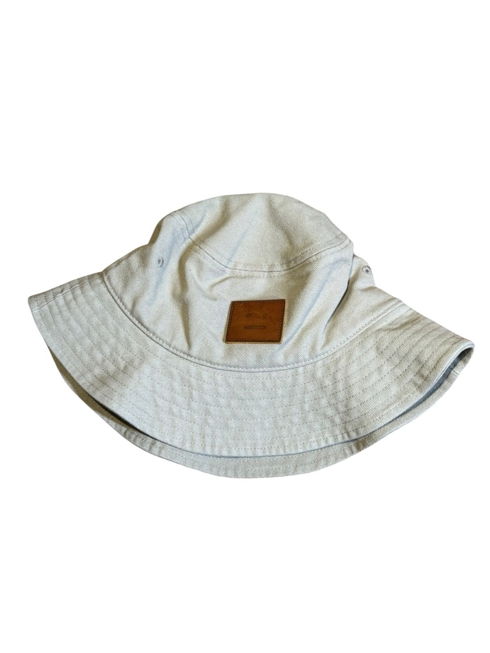 Acne Studio Light Gray Bucket Hat with Leather Patch